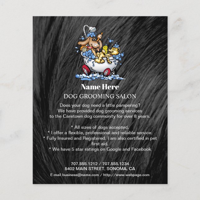 Dog grooming business personalised flyer (Front)