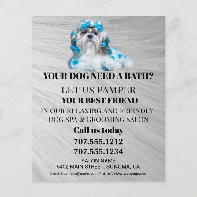 Dog grooming business personalised flyer (Front)