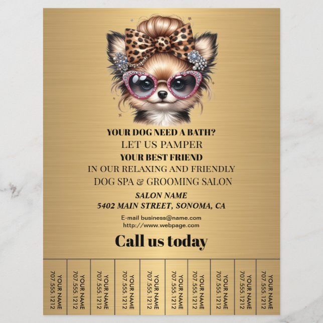 Dog grooming business personalised flyer (Front)