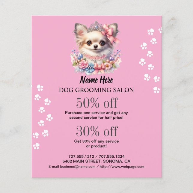 Dog grooming business personalised flyer (Front)