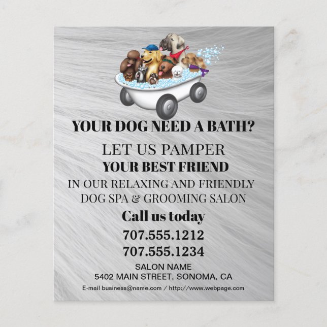 Dog grooming business personalised flyer (Front)