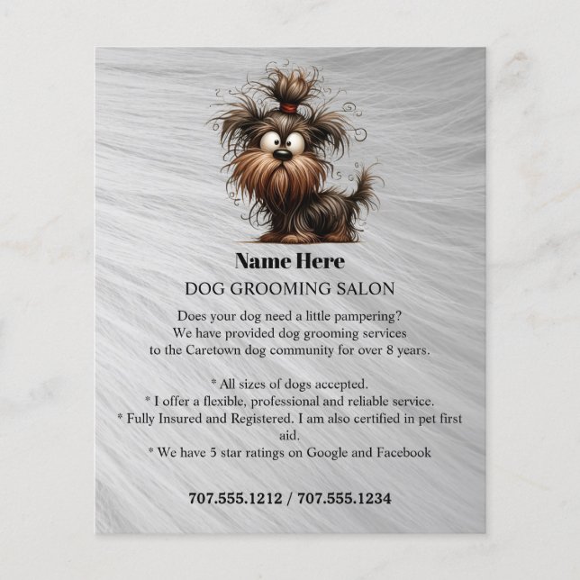Dog grooming business personalised flyer (Front)