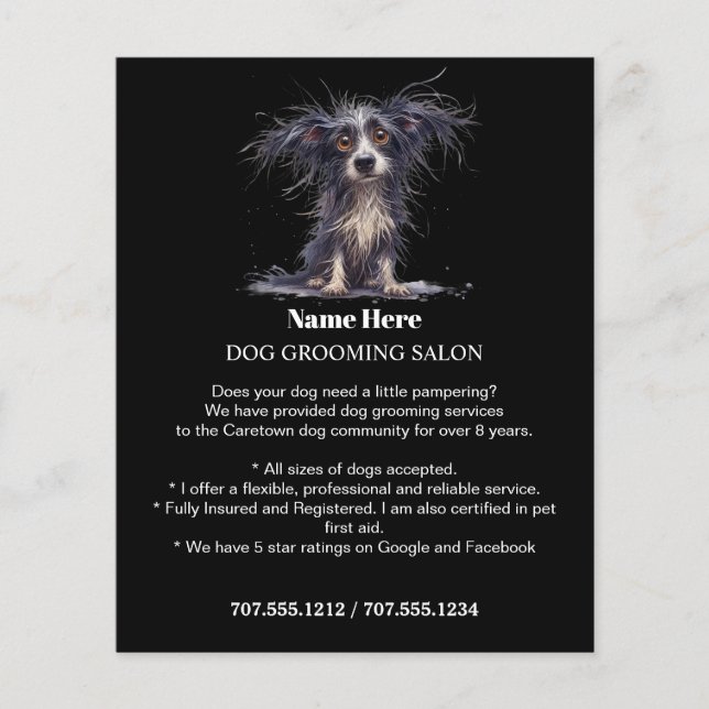 Dog grooming business personalised flyer (Front)