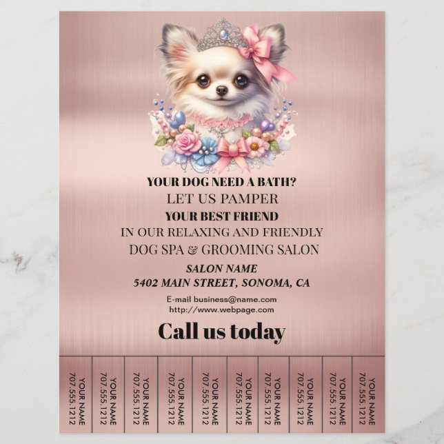 Dog grooming business personalised flyer (Front)