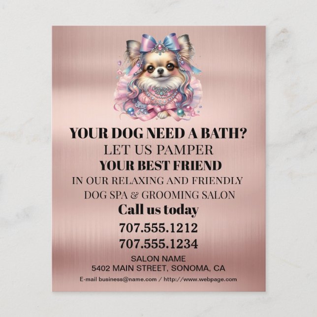 Dog grooming business personalised flyer (Front)