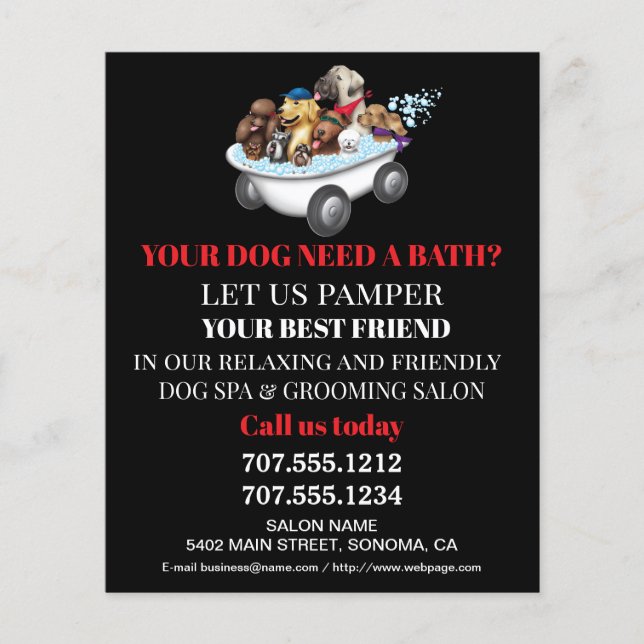 Dog grooming business personalised flyer (Front)