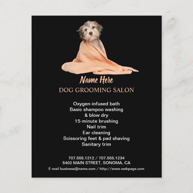 Dog grooming business personalized flyer (Front)