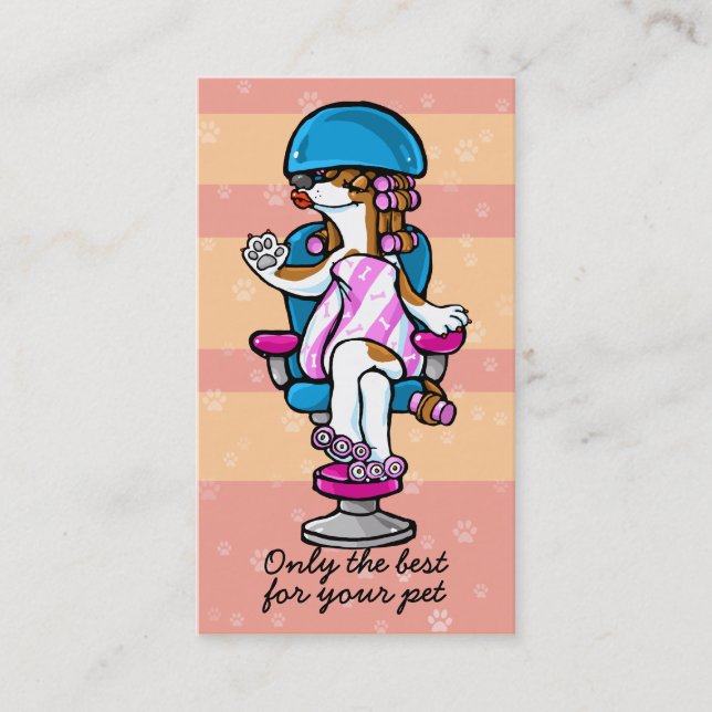 Dog Grooming Business Salon Groomer Marketing_pnk Business Card (Front)