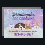 Dog Grooming Car Magnets<br><div class="desc">clever design with sparkle and shine.</div>