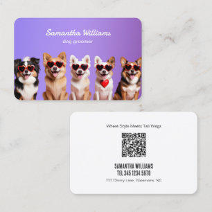 🐾 Dog Grooming Custom QR Business Card
