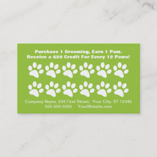 Dog Grooming Customer Reward Card - Loyalty Card