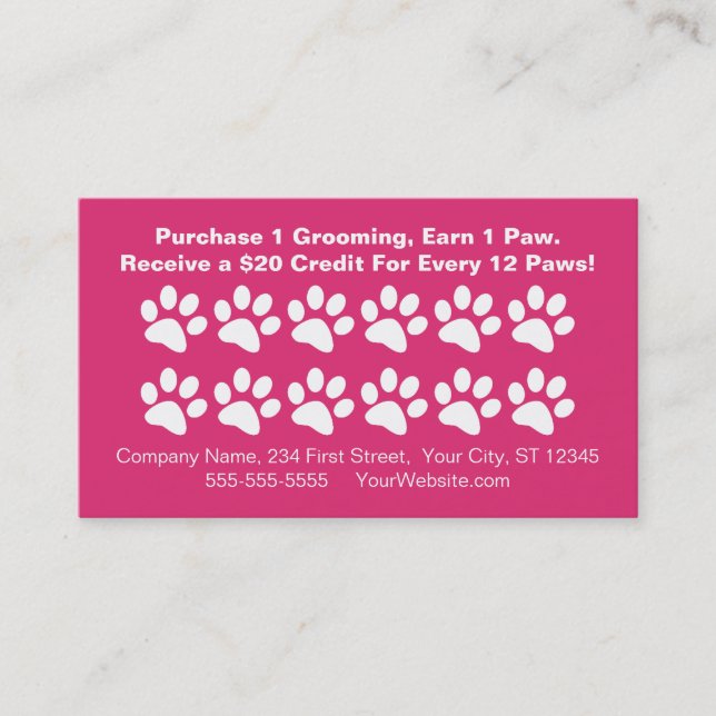 Dog Grooming Customer Rewards Card - Loyalty Card (Front)
