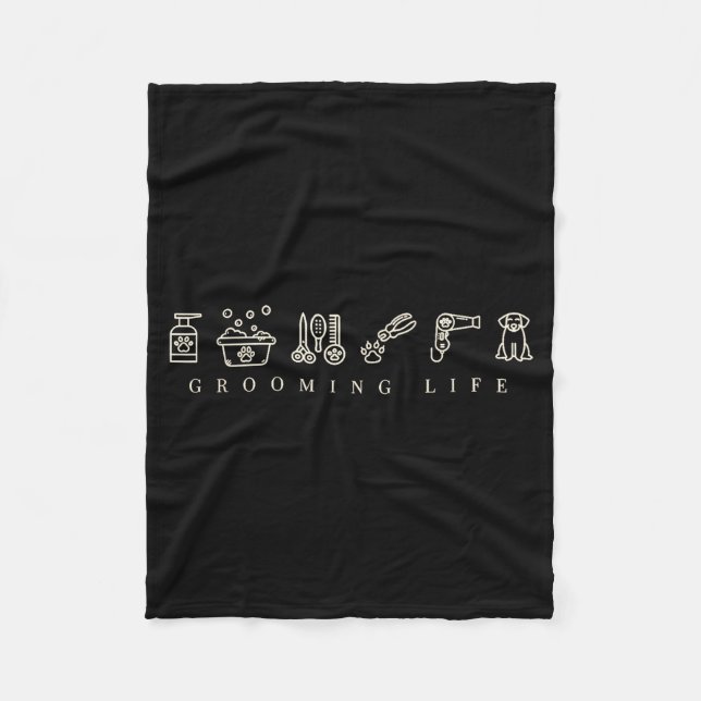 Dog Grooming Dog Groomer Life Work Pet Groomer Ico Fleece Blanket (Front)