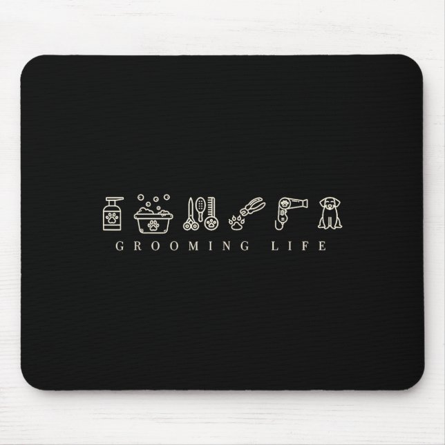 Dog Grooming Dog Groomer Life Work Pet Groomer Ico Mouse Mat (Front)