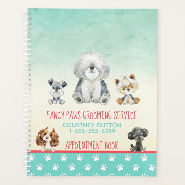 Dog Grooming Dog Spa Appointment book Planner (Front)