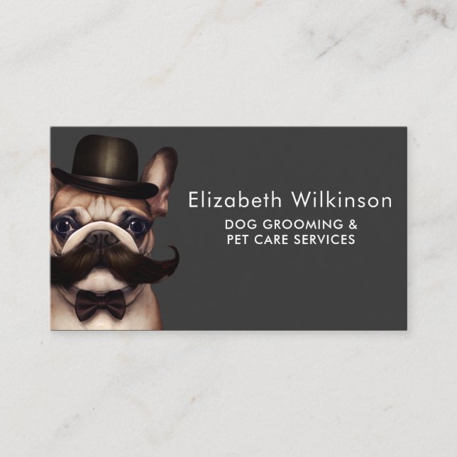 Dog Grooming Fun Pet French Bulldog Business Card (Front)