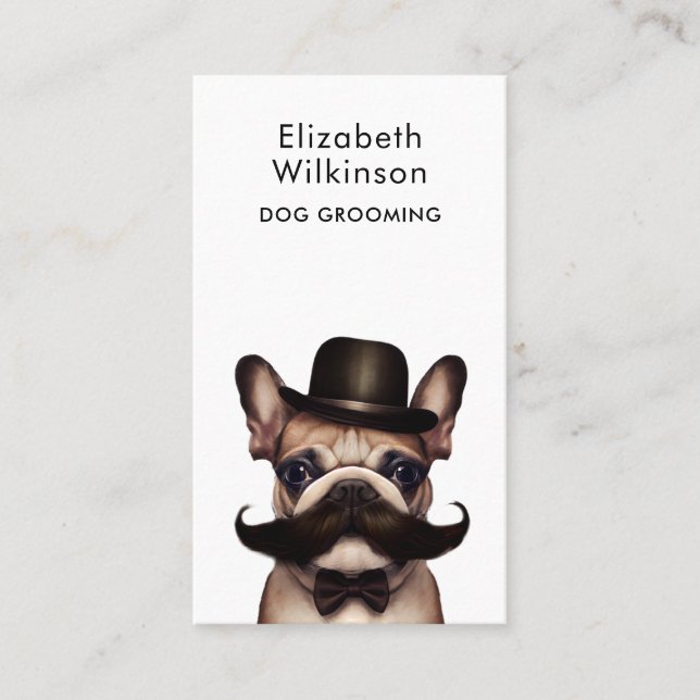 Dog Grooming Funny French Bulldog Business Card (Front)