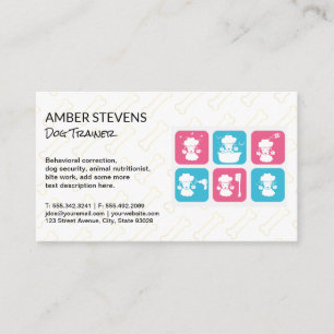 Dog Grooming Icons   Dog Bone Pattern  Business Card
