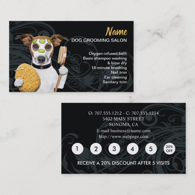 Dog grooming Loyalty Discount Business Card (Front/Back)