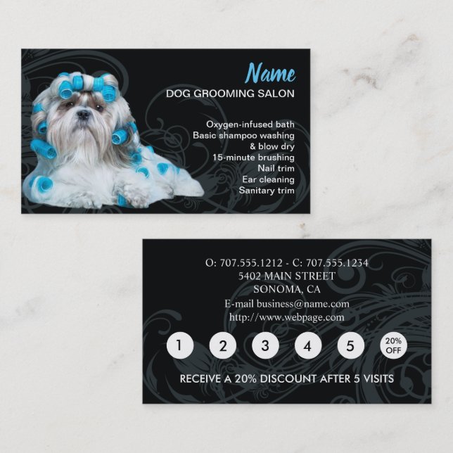 Dog grooming Loyalty Discount Business Card (Front/Back)