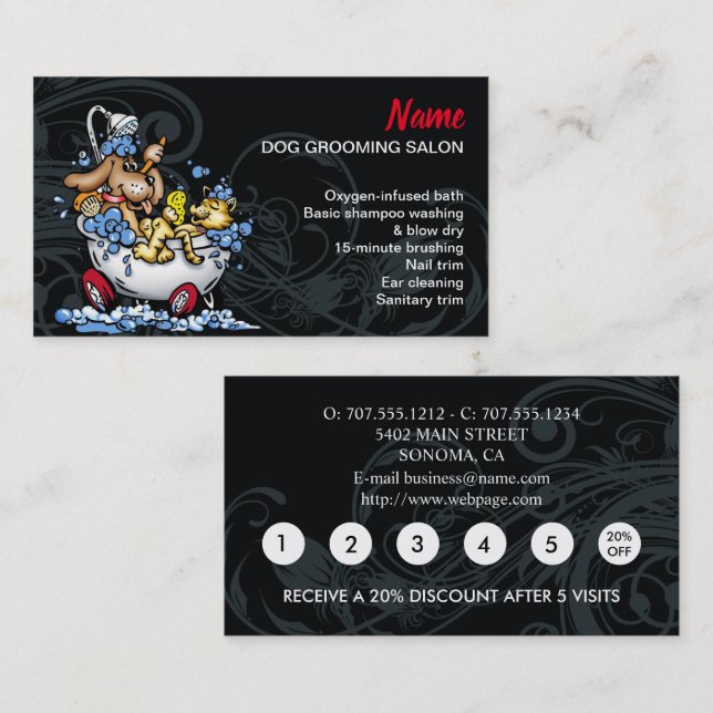 Dog grooming Loyalty Discount Business Card (Front/Back)
