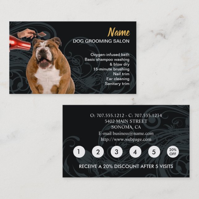 Dog grooming Loyalty Discount Business Card (Front/Back)