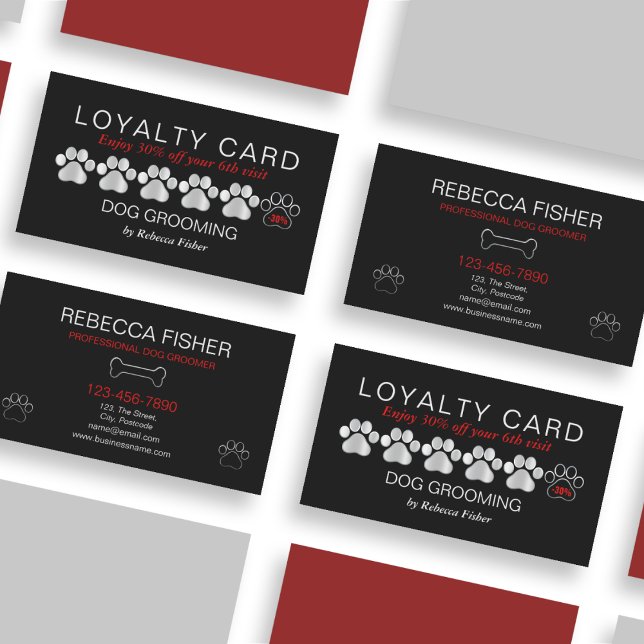 Dog Grooming Loyalty Discount Pet Reward Business Card (Creator Uploaded)