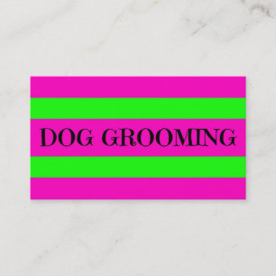 Dog Grooming Neon Green and Hot Pink Business Card