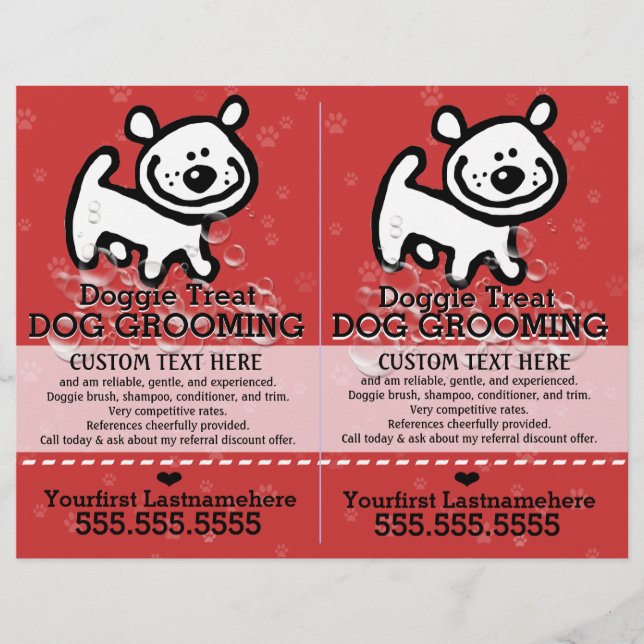 Dog Grooming.Pet Groomer.2 for 1.Customisable. Flyer (Front)