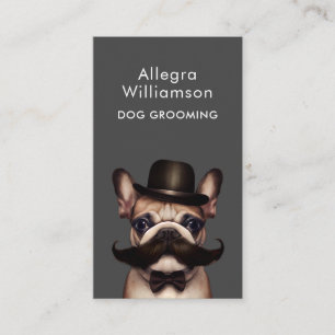 Dog Grooming QR code funny French Bulldog  Business Card