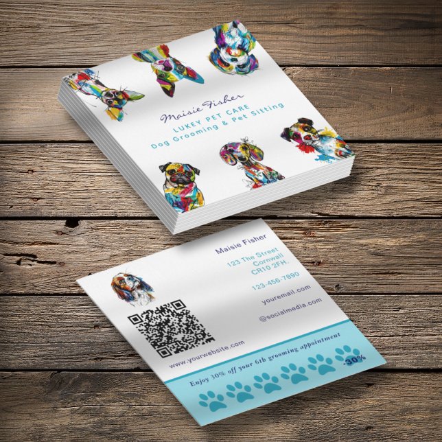 Dog Grooming QR Code & Loyalty Business Card (Creator Uploaded)