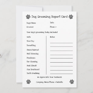 Dog Grooming Report Card