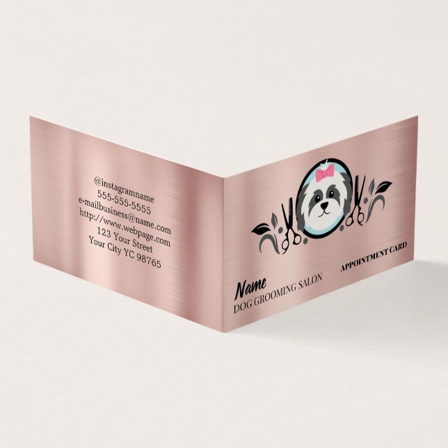 Dog grooming salon Appointment Business Card (Outside)