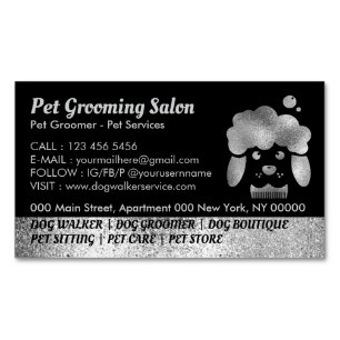 Dog Grooming Salon silver bath spa Magnetic Business Card