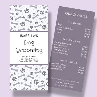 Dog Grooming Service Price List Rack Card