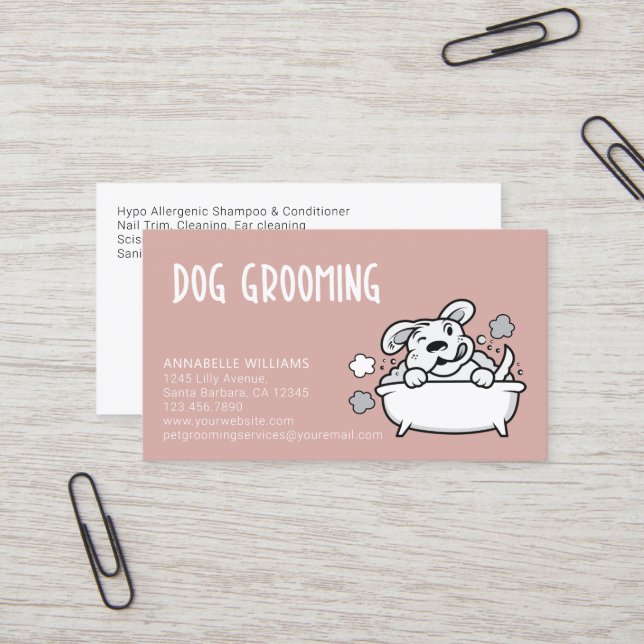 Dog Grooming Services  Business Card (Front/Back In Situ)
