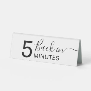 Dog Grooming Spa Back in 5 MInutes Table Tent Sign
