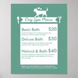 Dog Grooming Spa Menu - Personalizable Poster