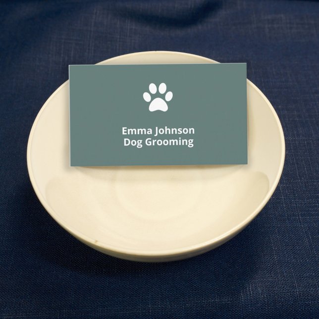 Dog Grooming | walking dusty green  Business Card (Creator Uploaded)