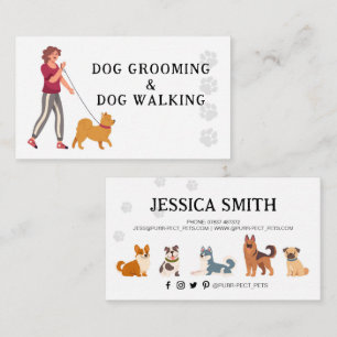 Dog Grooming Walking Pet Groomer Hounds Business Card