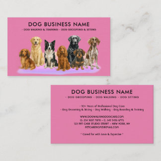 Dog Grooming Walking Sitter Boarding Training pink Business Card