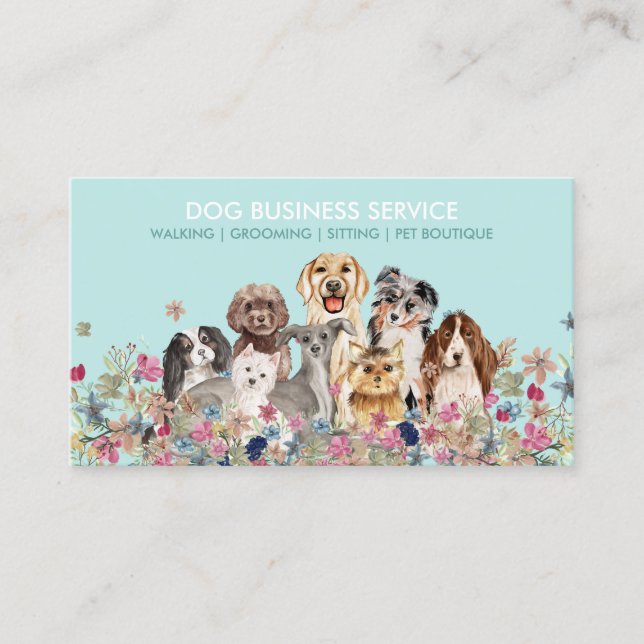 Dog Grooming Walking Sitting Service Business Card (Front)