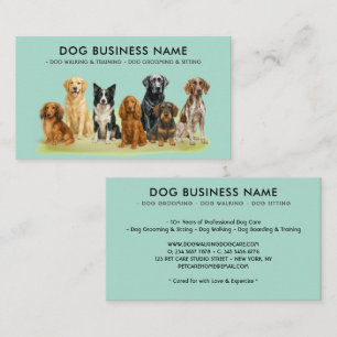 Dog Grooming Walking Sitting Training green Business Card