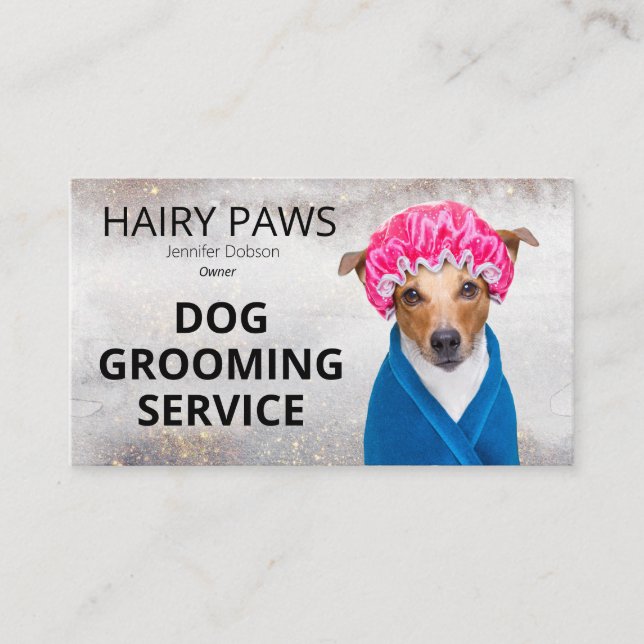Dog Grooming Watercolor Business Card (Front)