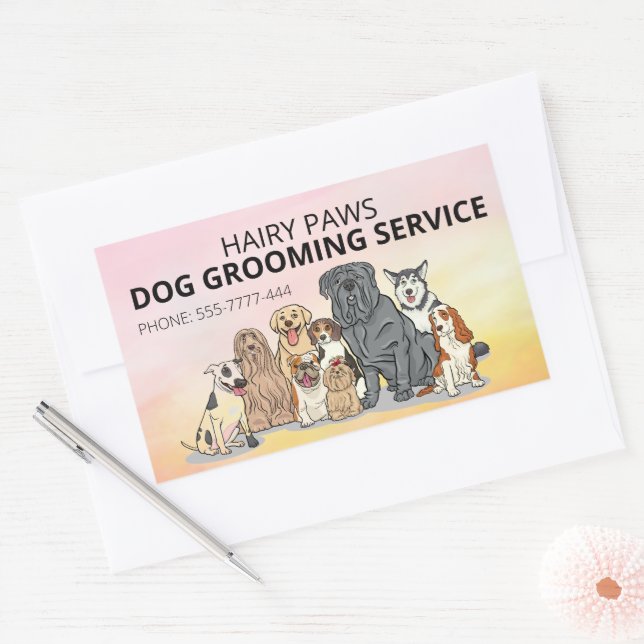 Dog Grooming Watercolor Business Sticker Sheet (Envelope)