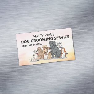 Dog Grooming Watercolor  Magnetic Business Card