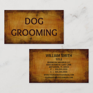 Dog Grooming Wood Grain Business Card