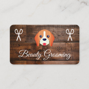 Dog Grooming Wood Panels Business Card