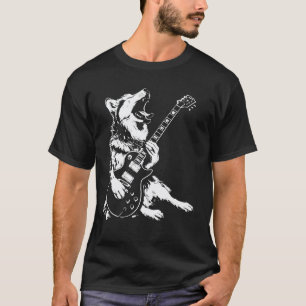 Dog Guitarist Guitar - Alaskan Husky Dad Mum T-Shirt