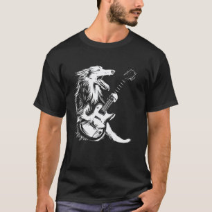 Dog Guitarist Guitar - Borzoi Dad Mum T-Shirt